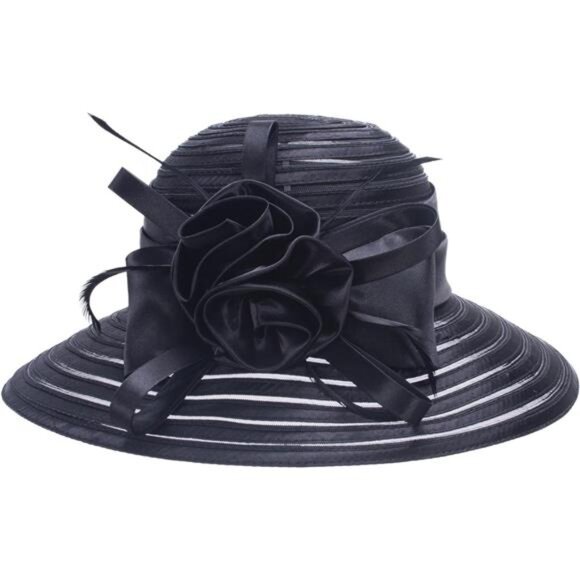 Womens Satin Ribbon Church Wedding Sun Wedding Occasion Hat - Picture 1 of 8